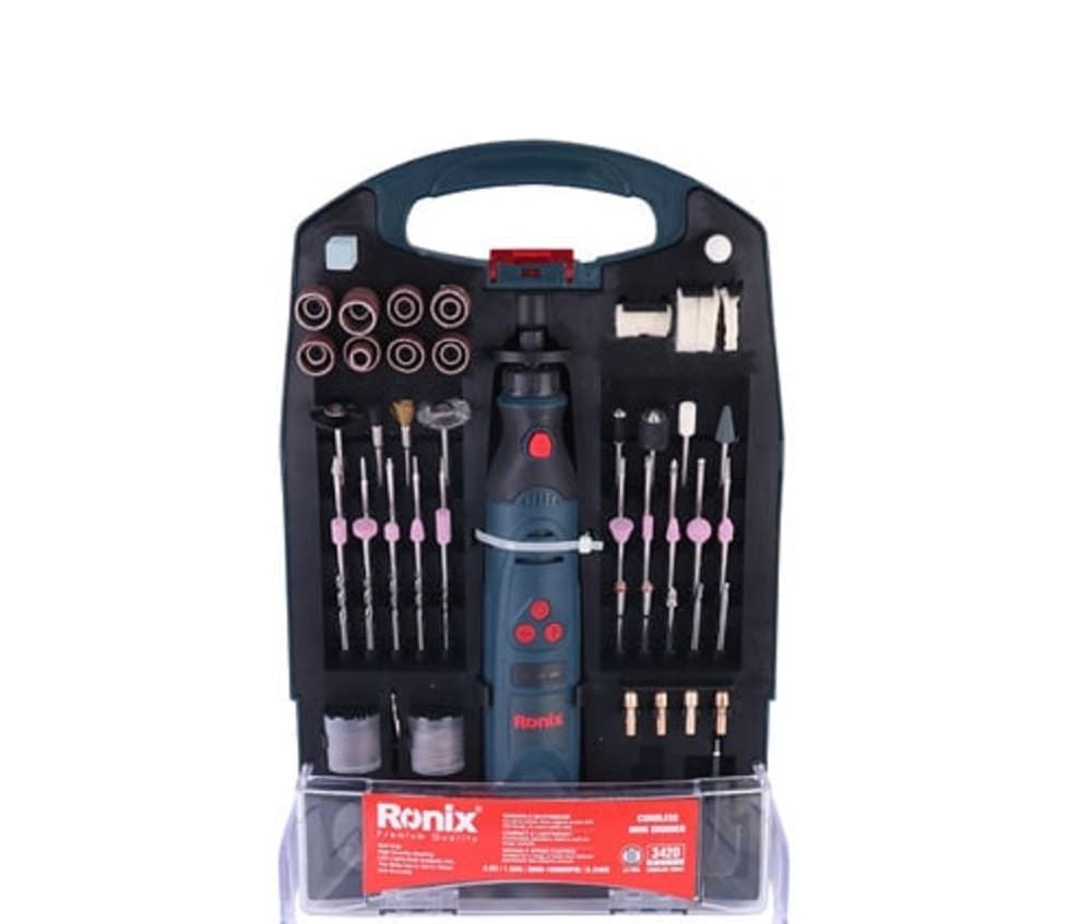 ست 118 پارچه فرز مینیاتوری شارژی رونیکس 3.6 ولت مدل 3420