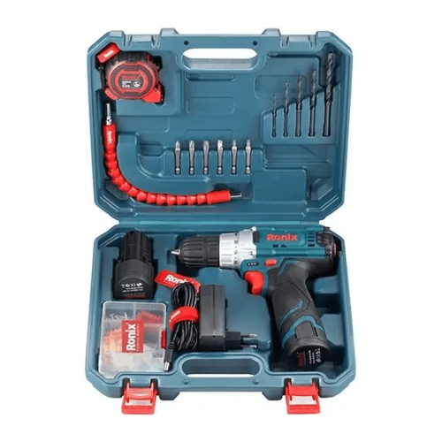 کیت دریل پیچ گوشتی شارژی رونیکس 12 ولت مدل RS-8613 دو باتری
