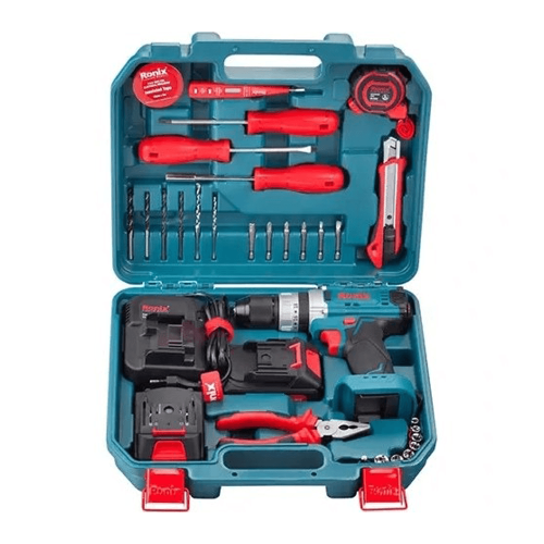 کیت دریل پیچ گوشتی چکشی شارژی رونیکس 16 ولت مدل RS-8615 دو باتری